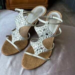 White House Black Market diamanté wedge shoes